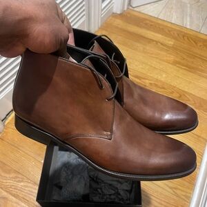New Paul Evans Chestnut Leather Chukka Boots